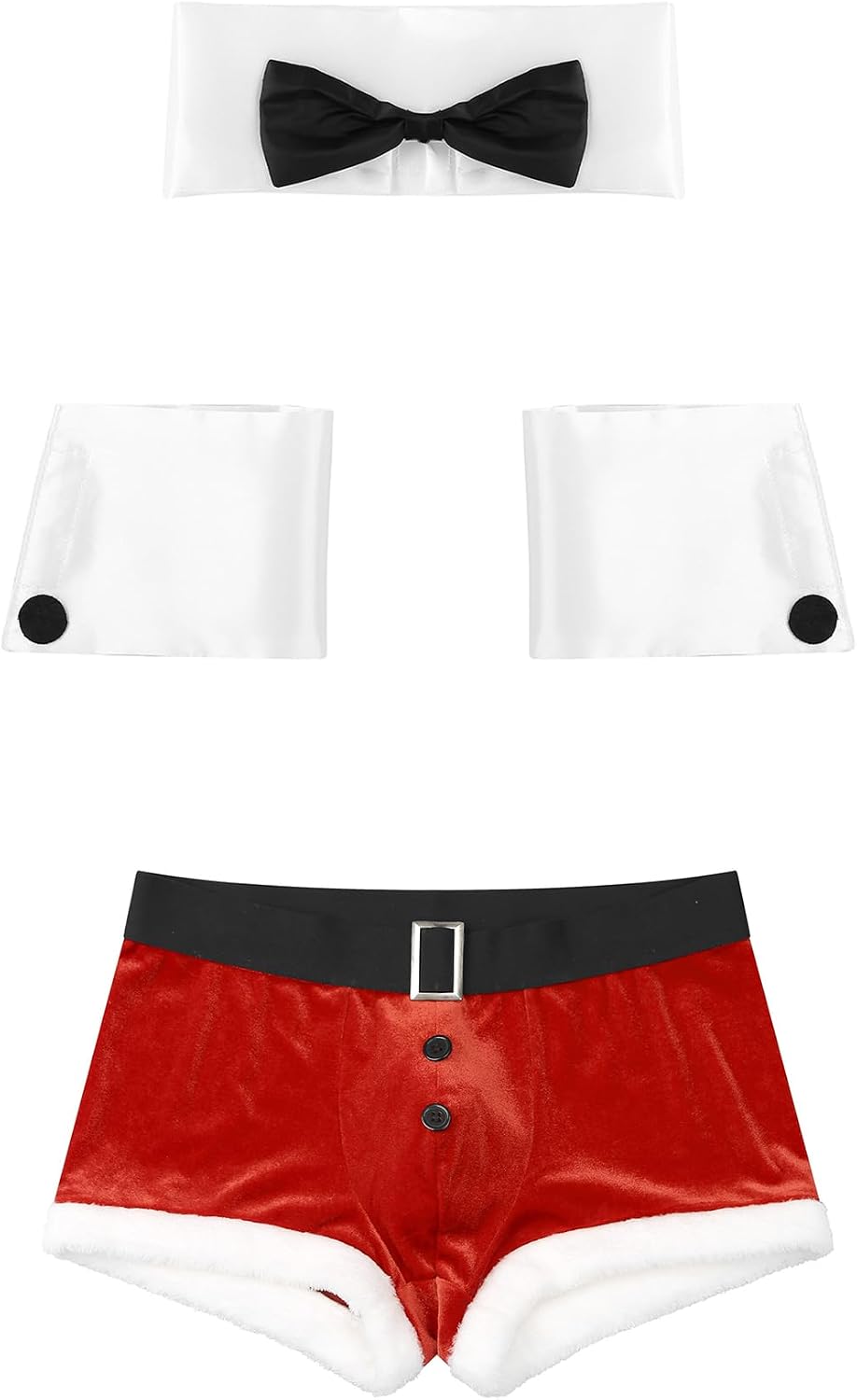 Men's Christmas Lingerie Set Sexy Santa Outfits 4PCS Red Boxers Holiday Briefs Underwear