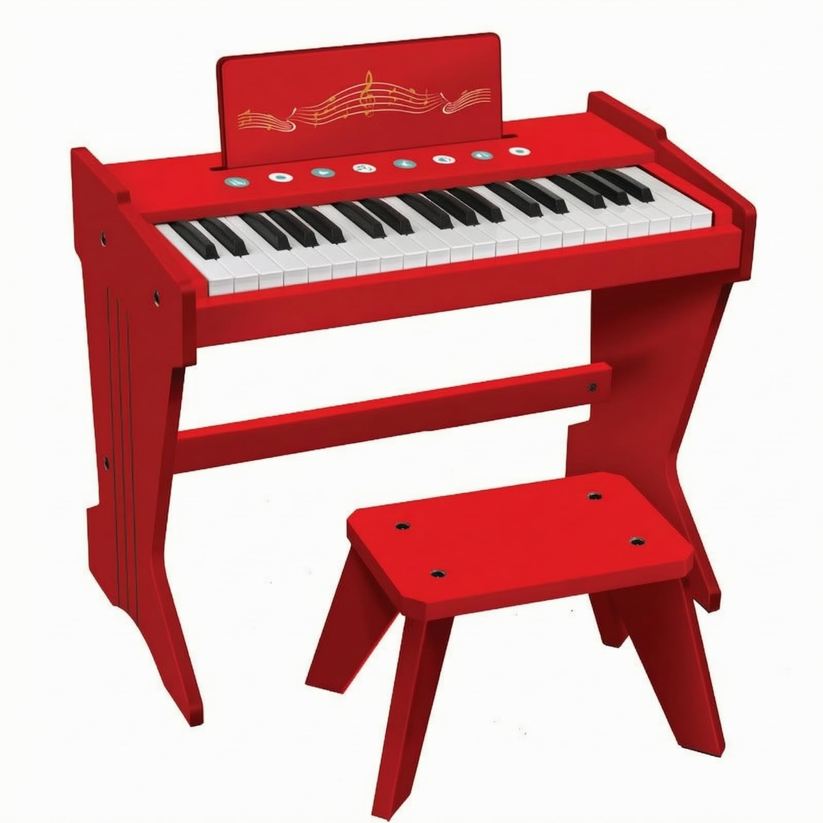 Piano Compact | sur Pied, Sûr, Instrument Musique, Enfants, Débutants, Rouge