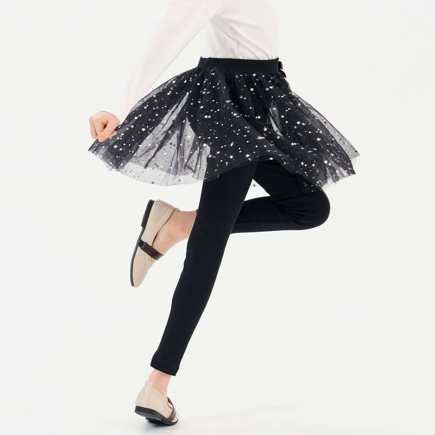 BINIDUCKLING Toddler & Little Girls Glitter Tutu Skirt with Leggings 18 Months-6 Years