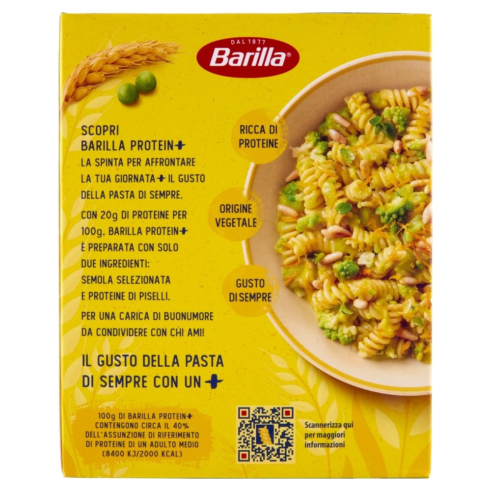 Barilla Protein+ Pasta Fusilli– 28×400g / mit 20 g Protein/100g, pflanzlich, bronzegeschnitten, al dente Genuss + Beni Culinari Kostenloser Schlüsselanhänger