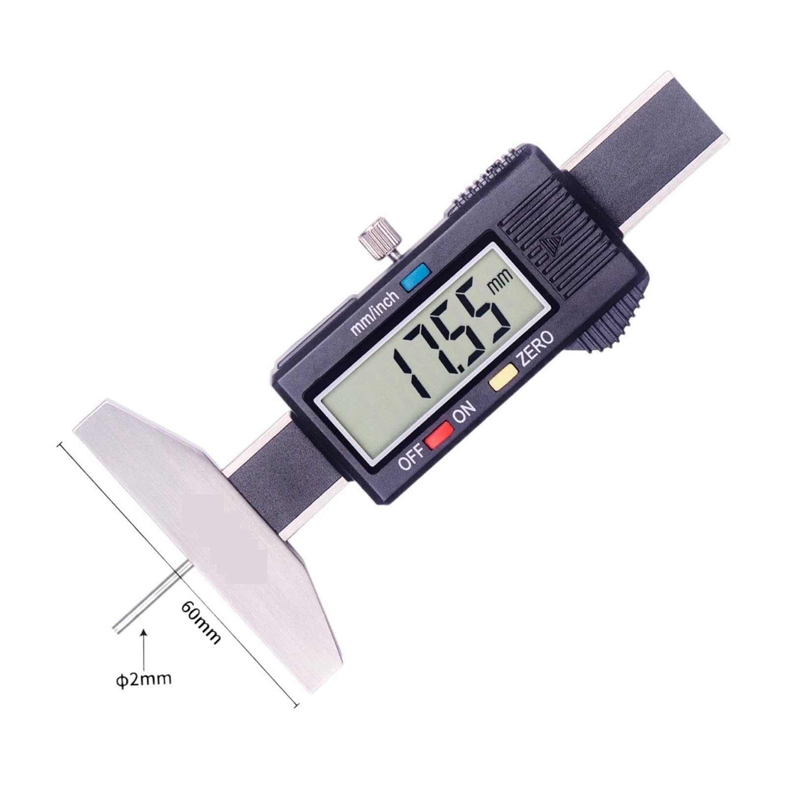 Cyfrowy Miernik Głębokości Bieżnika Opony Suwmiarka Elektroniczny Z Prętowym Przyrządem Do Pomiaru Pomiar Precyzyjny(0-30mm Flat)