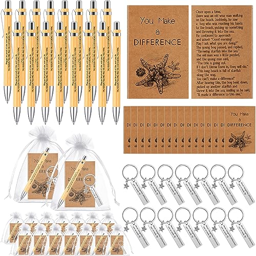 Cadeaux d'histoire d'étoile de mer Fulmoon : lot de 30 carnets kraft et porte-clés pour remerciement