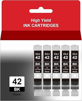 CLI-42 Black Ink Cartridge Replacement for CLI42 CLI 42BK Ink Work for Pro-100 Pro-100S Printer CLI-42 Black Ink Tank, 5-Pack
