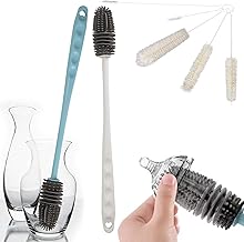 2 PCS Silicone Bottle Cleaning Brush, 12.5" Water Cleaner Brush Multipurpose Bottle Brush Long Handle Silicone Cleaning Brush for Cleaning Straw Bottle Baby Bottles Glass Teapot