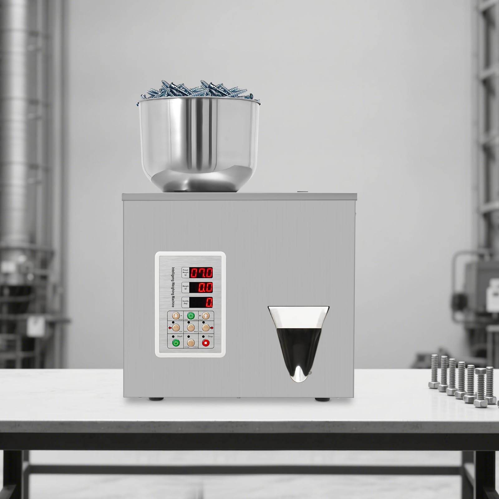 180W Pulver Granulat Abfüllmaschine mit LCD-Display,1-50g,2-5s/Bag | Automatische Pulverfüllmaschine mit Automatisches Füllen,für Dosierung von Tee, Körnern,Kräutern, Reis,chemischen Materialien