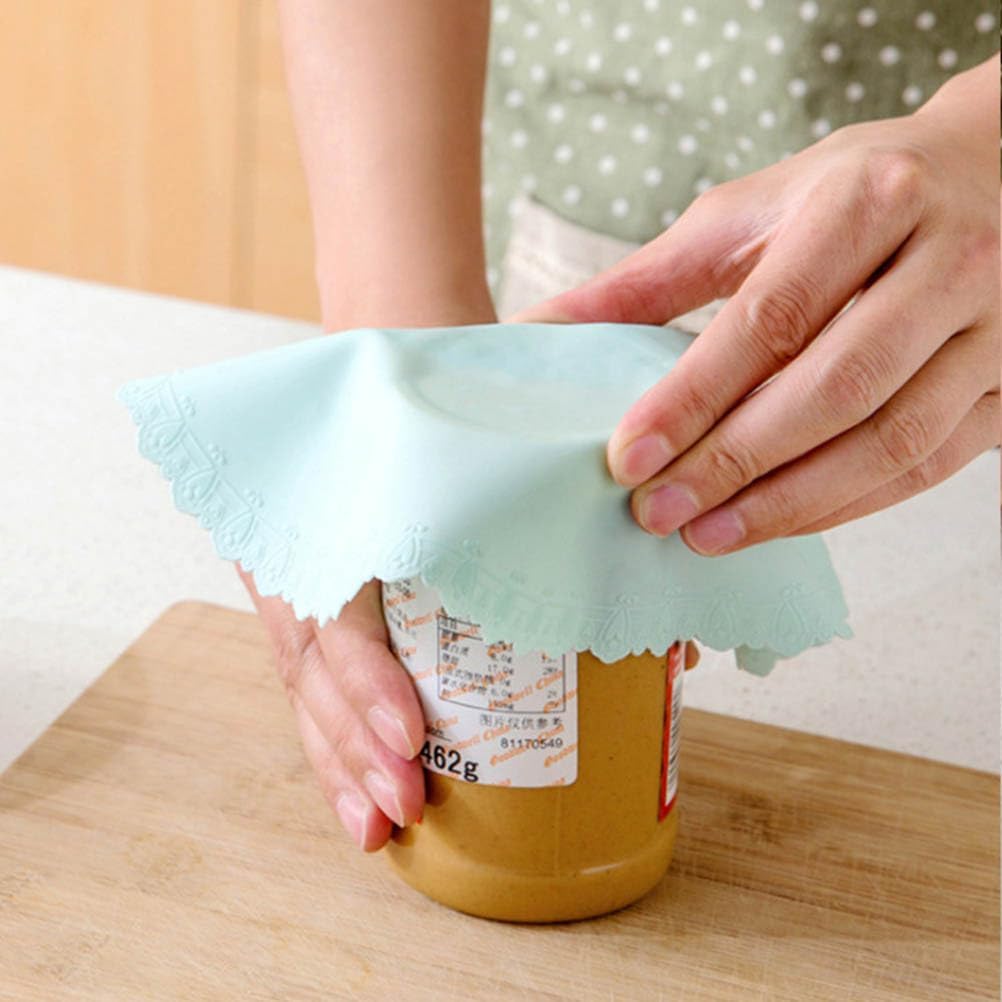 Joie Kitchen Gadgets Silicone Stretch Lids for Containers Bowl Covers Food Lids Cartoon Flower Design Heat Resistant Leak Eco-friendly Reusable