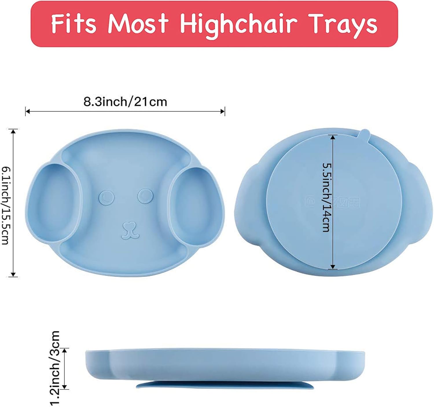 Silicone Divided Baby Toddler Plates, Suction Plates for Babies, Silicone Placemats for Kids, BPA Free, Fits Most Highchair Trays, Microwave Dishwasher Safe : Baby