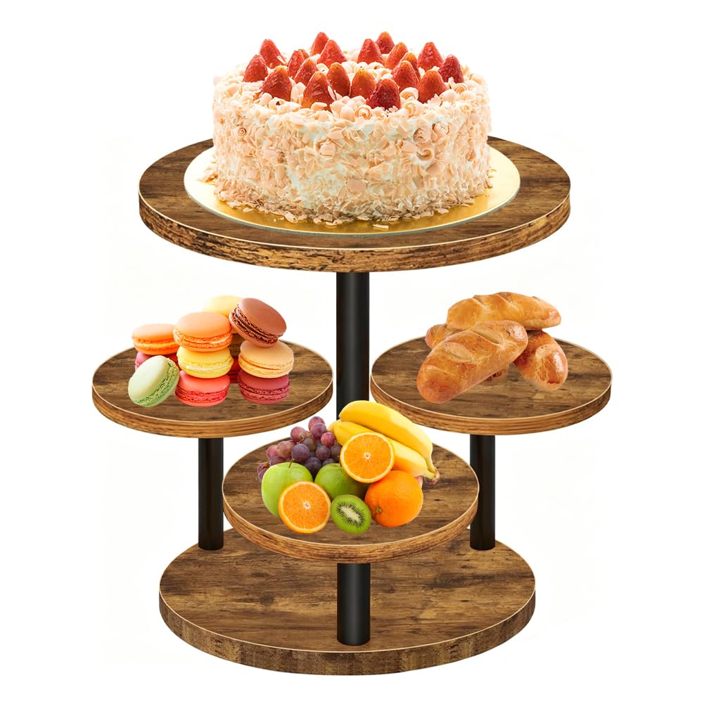 FARYODI Alzata girevole da 32 cm – Alzata a 3 ripiani per cupcake e torte, in acrilico con piatto girevole a 360°, supporto per muffin per matrimoni, compleanni, baby shower, piatto riutilizzabile per