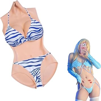 Silicone Bodysuit E Cup Realistic Breastplate Swimming Style Bodysuit Crossdressing Apparel Male to Female for Cosplay
