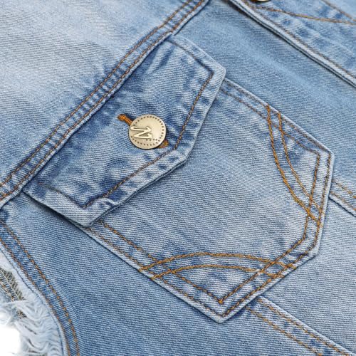 Image of LONGBIDA Men's Denim Vest Casual Slim Fit Sleeveless Jacket Vintage Ripped Summer Jean Vests, Light Blue, XXL