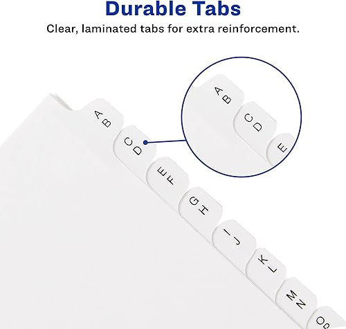 Miniatura 2 de Avery Mini Preprinted separadores con pestañas, 5,5 x 8.5-pulgadas, 12-tab A-Z Set (11313), Blanco