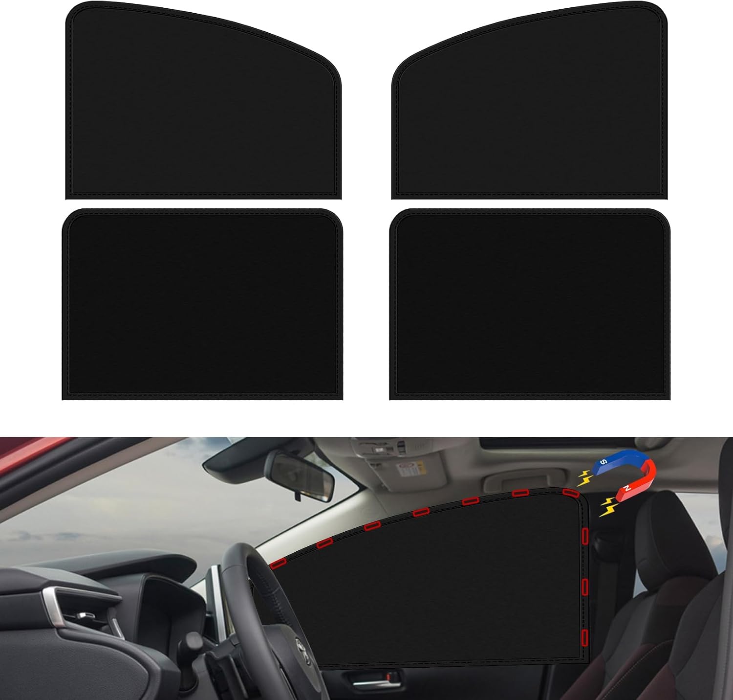 PSLER Universal Car Side Window Sun Shades - Magnetic 4PCS Privacy Blinds Car Blackout Curtains for Camping Sleeping Nap Breastfeeding Changing Clothes