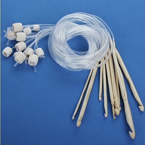 Tinksky 12pcs Bleached Bamboo Carpet Crochet Hooks Needles - Thumbnail 6
