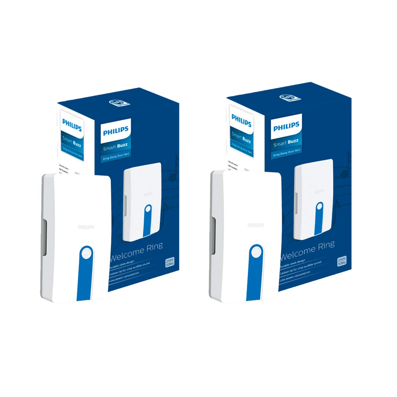 Philips Smart Buzz Ding Dong Doorbell (Blue, Pack of 2)
