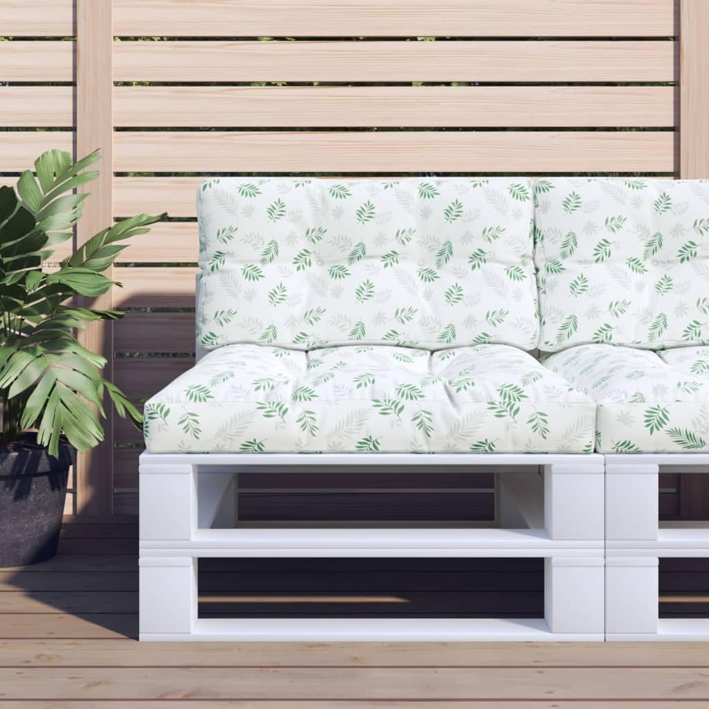 Cuscino per pallet, 2 pezzi, 80 x 80 cm, con motivo a foglie, in poliestere impermeabile, per esterni, grande, per giardino, balcone, cucina, per sedie accoglienti, divani e panchine
