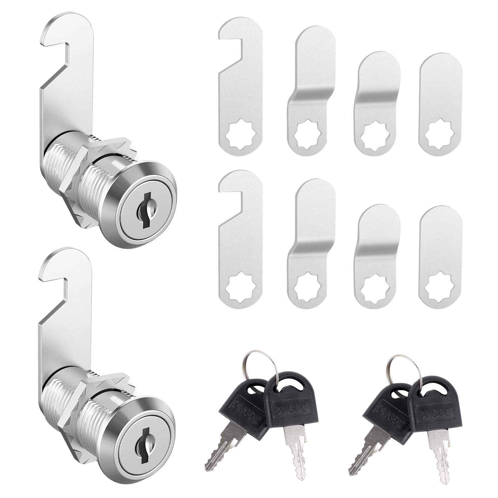 VFANDV 2 Juegos de Cerradura de Buzón 16mm, Cerradura Taquilla con 5 Placas Diferentes y 2 Llaves Cierres Seguridad Universal Cerradura de Leva para Armario Cajón Taquillas Muebles