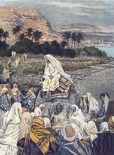 Tableau Jésus enseigne sur le rivage Toile 60x90cm SERENDIPITP Affiche d'Art Décoration Murale