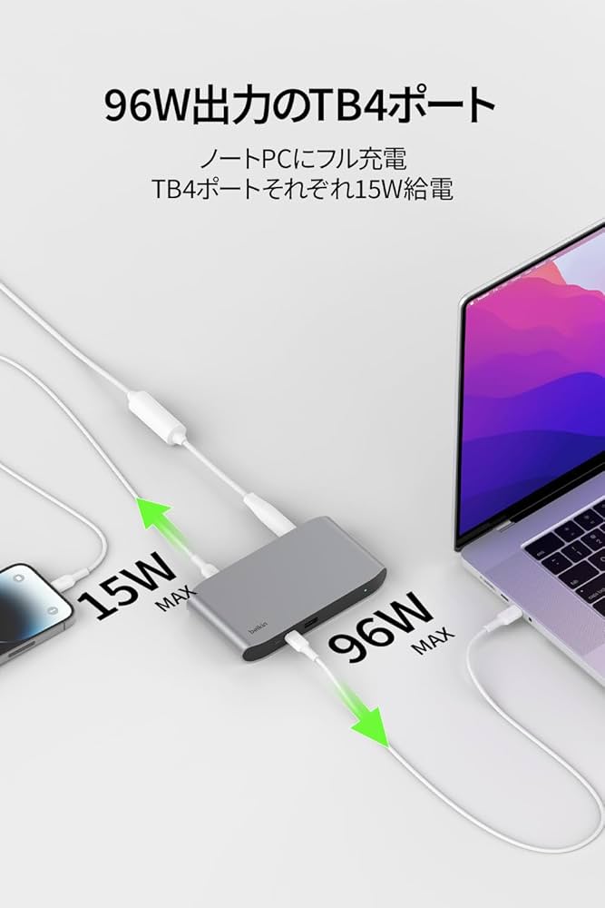 Amazon.co.jp: Belkin [Apple公認] 5-in-1 Thunderbolt 4ドッキング
