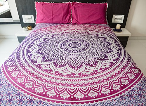 Bohemian Mandala Tapestry Bedding with Pillow Covers, Indian Hippie Tapestry Wall Hanging, Mandala