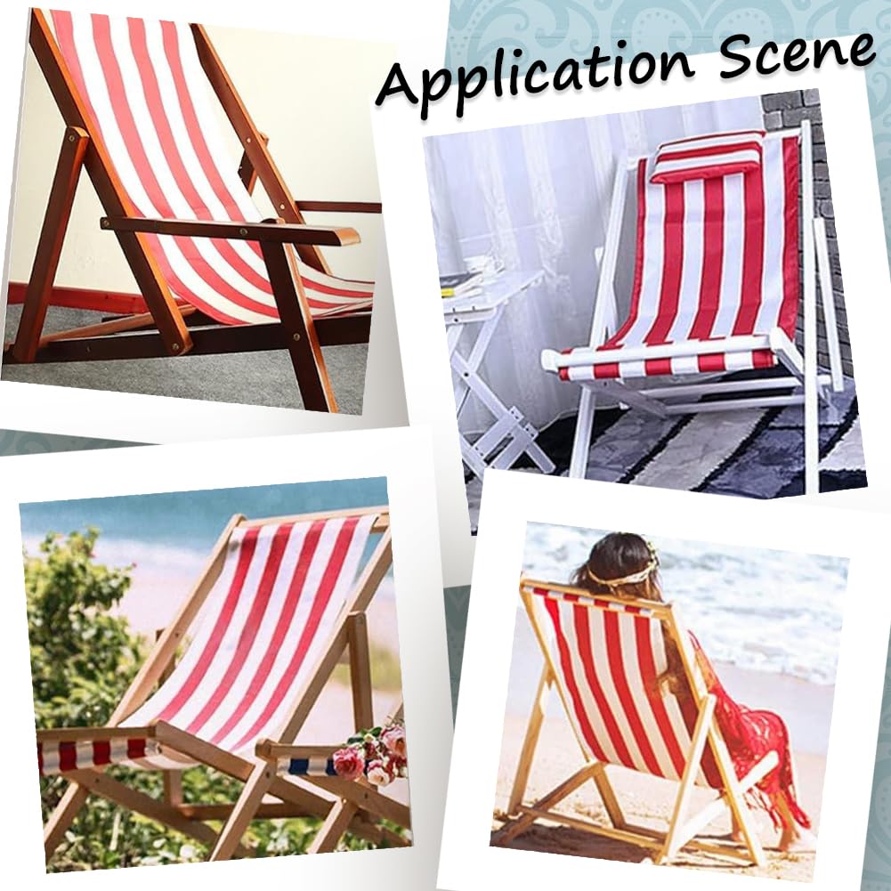 GORGECRAFT Silla de Playa Reclinable con Patrón de Rayas Rojas y Blancas - Reemplazo de Tela Oxford y Algodón con Almohada para Tomar el Sol en Jardín