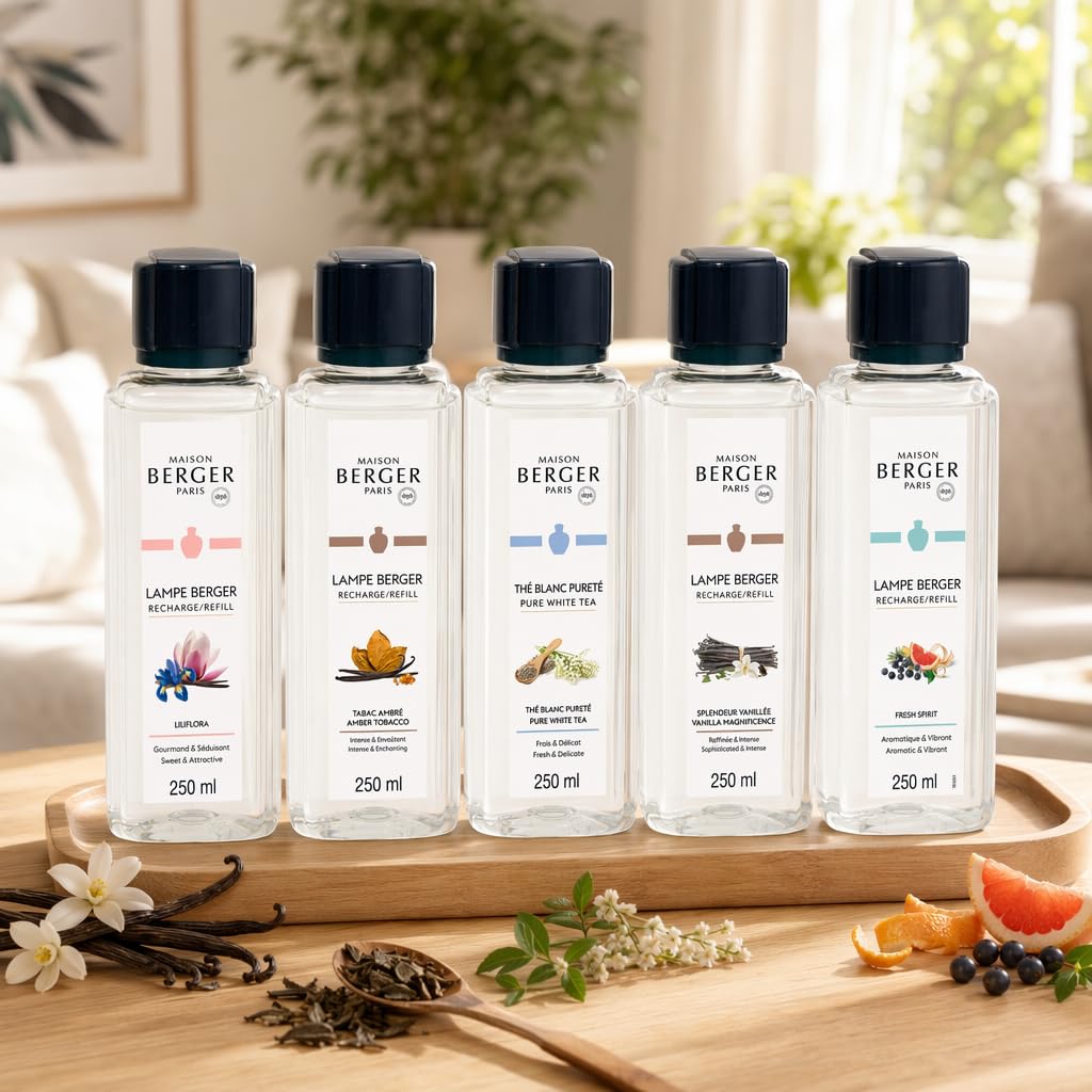 LAMPE BERGER 5er Duftset – Limited Edition Frühjahr 2026 | 5X 250ml Raumduft Refill | Entdecker- & Geschenkset | Exklusive Wohlfühlzeit Düfte für katalytische Duftlampen