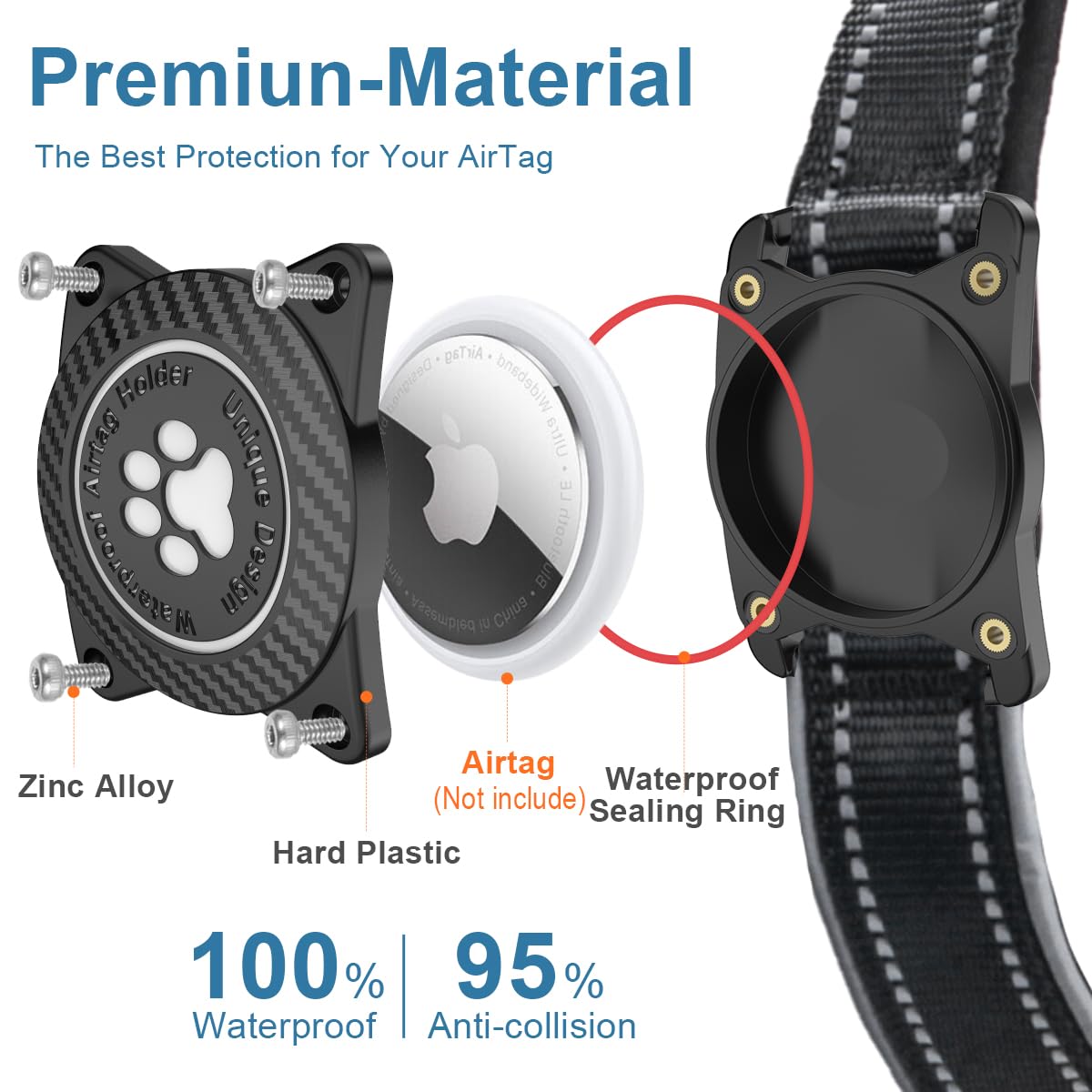 Ytanest Waterproof Airtag Dog Collar, Dog Collar with Apple Air Tag Holder - Image 3