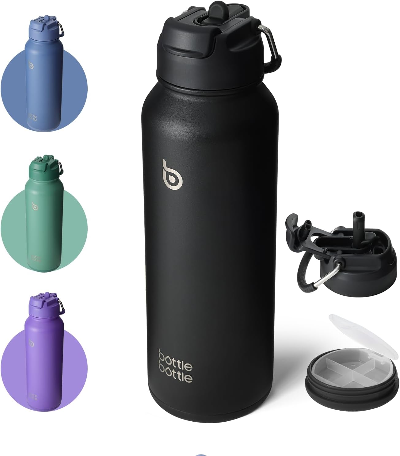 BOTTLE BOTTLE 40 oz sports water bottle stainless steel insulated water bottle with straw and pills holder