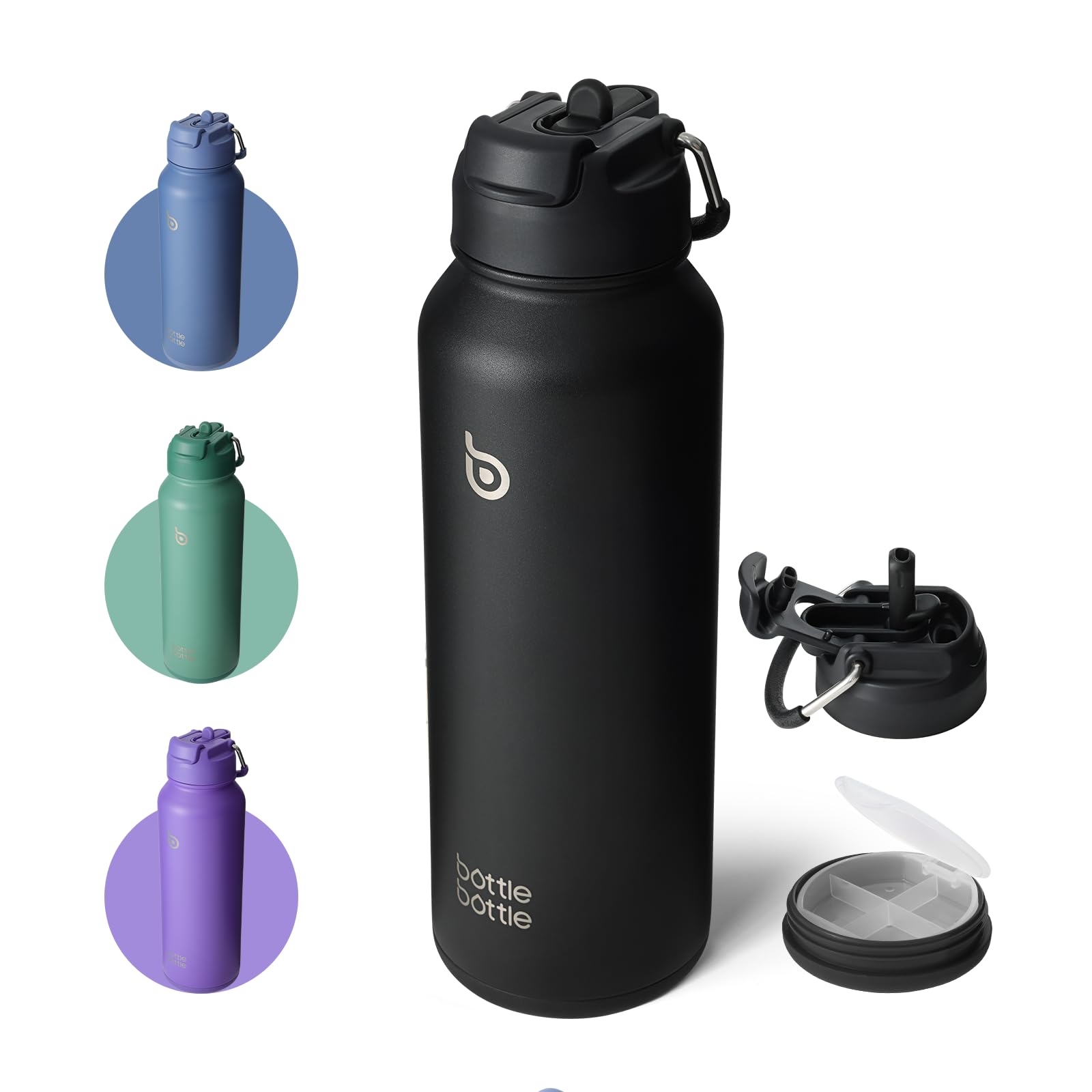 BOTTLE BOTTLE 40 oz sports water bottle stainless steel insulated water bottle with straw and pills holder
