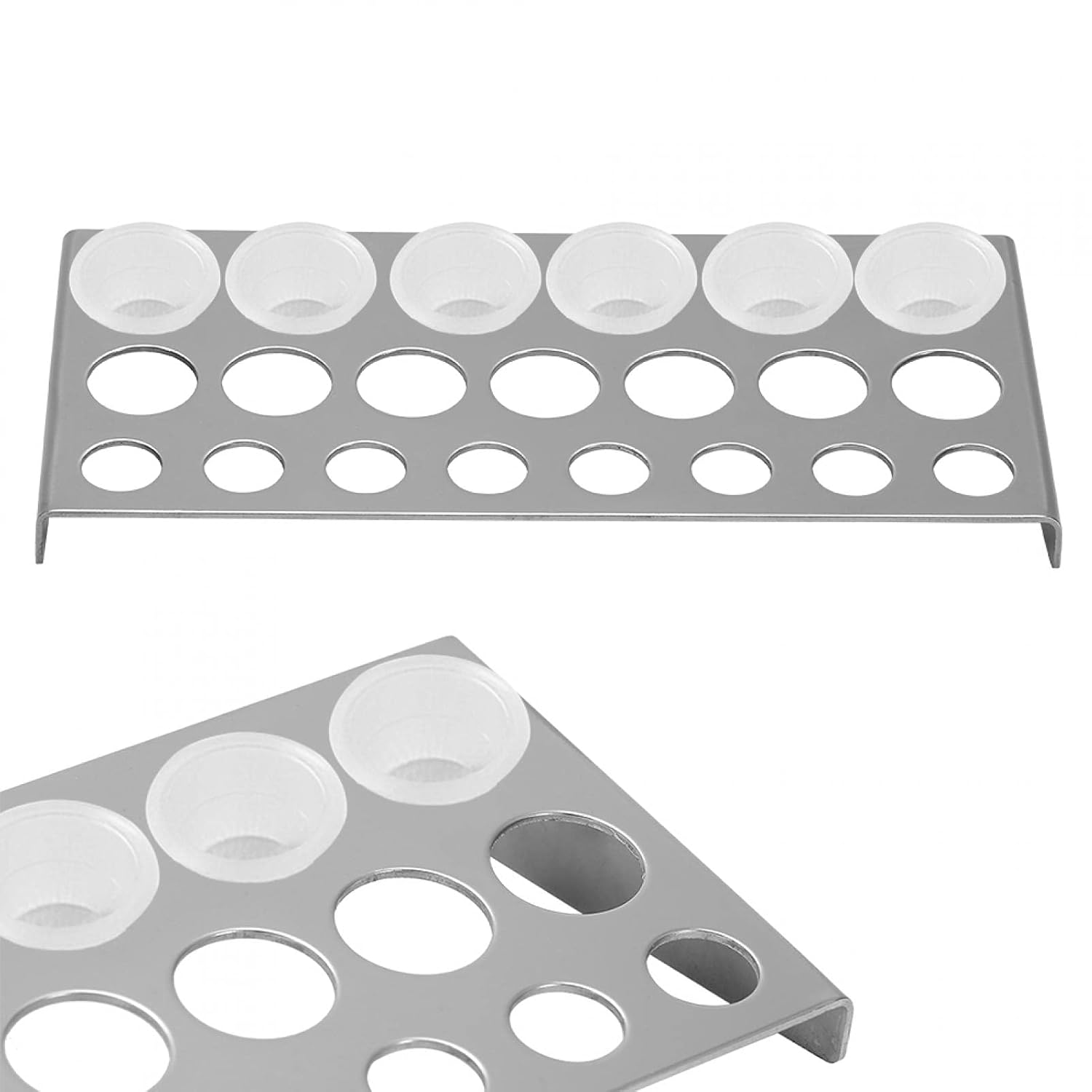 Tattoo Ink Cup Holder, Tattoo Pigment Ink Cup Holder Stand, 23 Holes Tattoo Pigment Ink Cup Holder Stainless Steel Shelf Stand for Tattoo Machine Supply