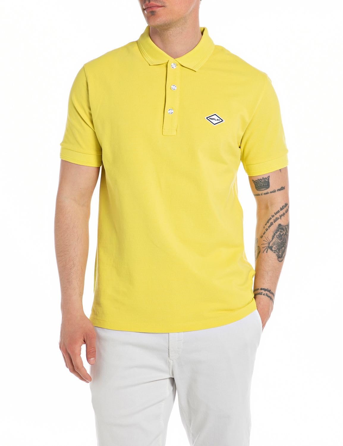 Replay Men's Polo Shirt Short Sleeve Classic, Yellow (Sun Yellow 447), S