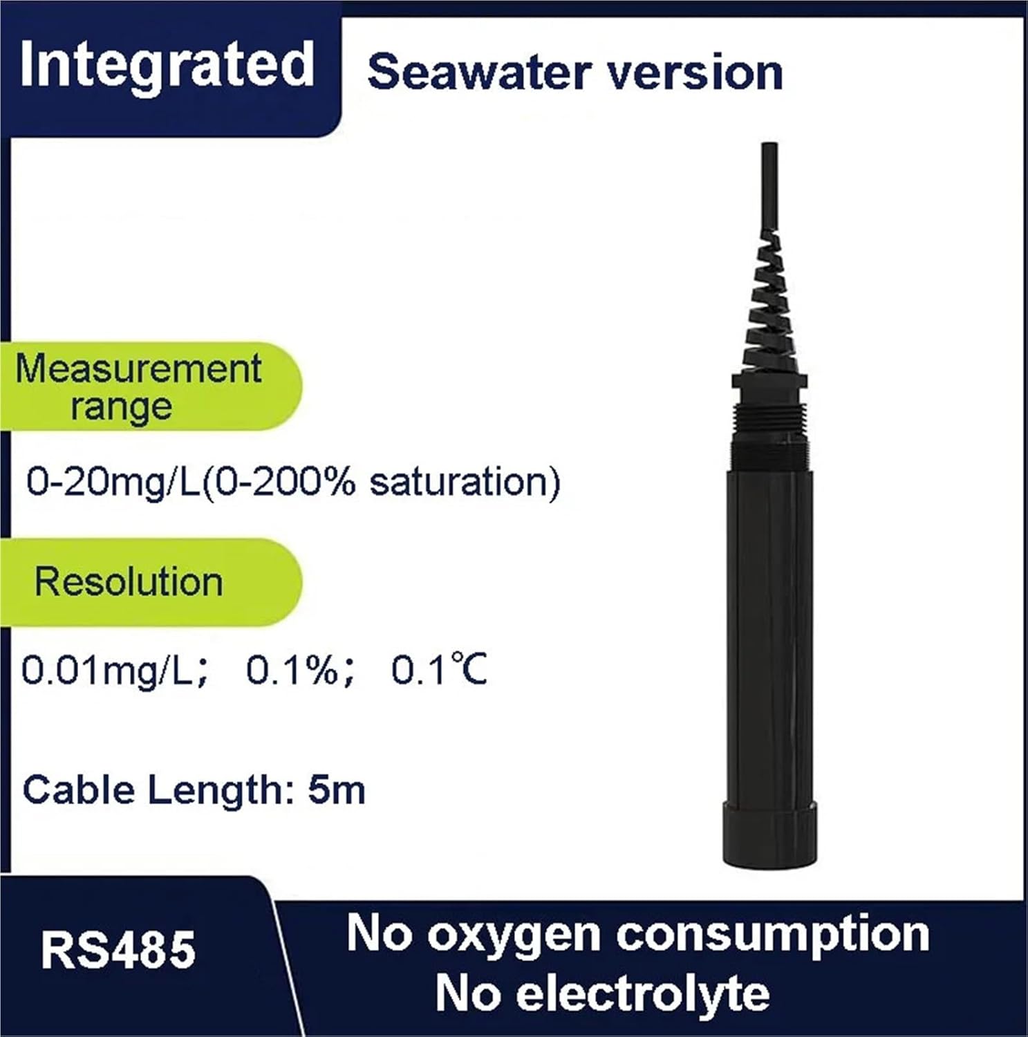 Sewage dissolved Oxygen Meter Online dissolved Oxygen Detector aquaculture Control dissolved Oxygen Sensor Micro Oxygen UG/L(Probe seawater)