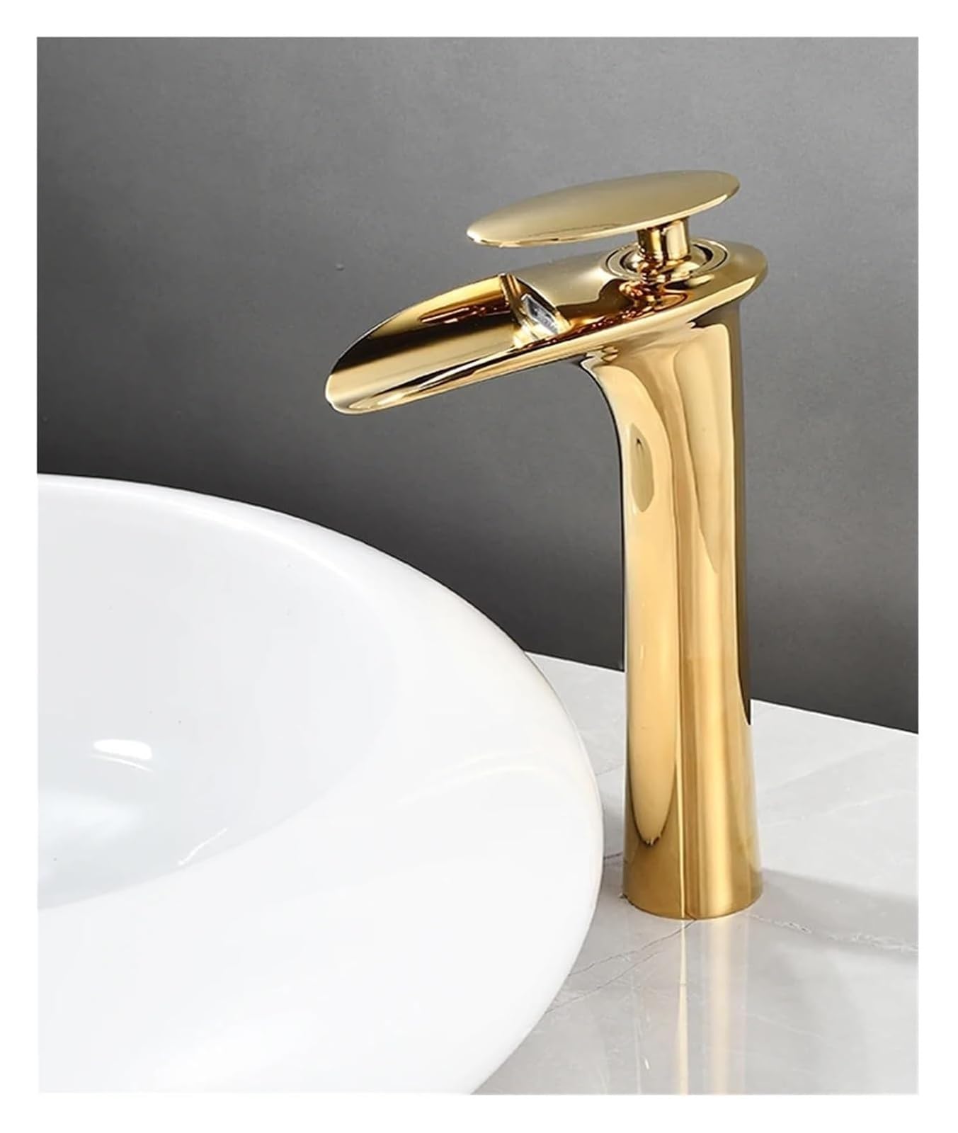 Lyvqzpwlr H Bathroom Basin Pillar Taps, Allcopper Antiqueretro Basin Faucet Multicolor Waterfall Coldhot Bathroom Cabinet Kitchen(H)