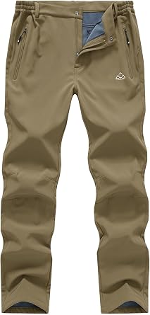 Gopune Mens Snow Ski Waterproof Softshell Pants Outdoor Windproof Warm Hiking Insulated Pants