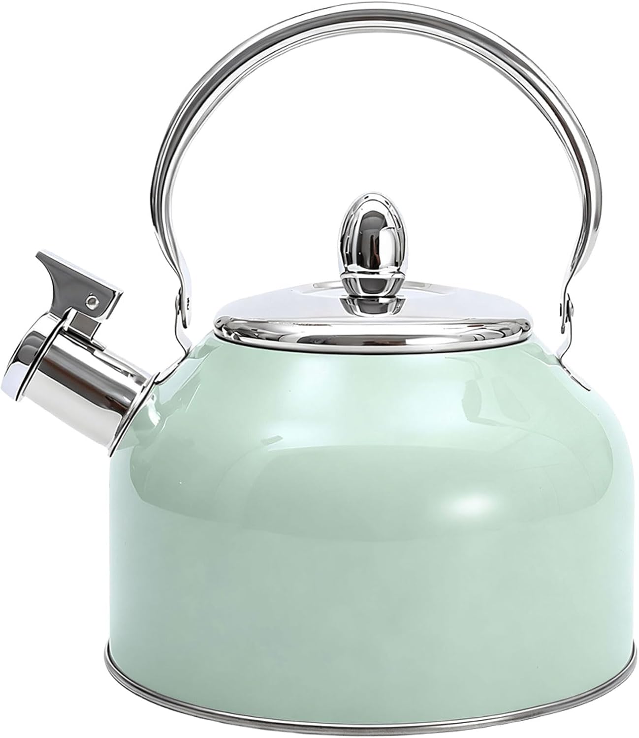 Tea Kettle, 2.6 Quart Whistling Mint Green Tea Pot for Stove Top, Stainless Steel Material with Ergonomic Cool Handle Kettle Teapot for Coffee, Milk(2.5L)