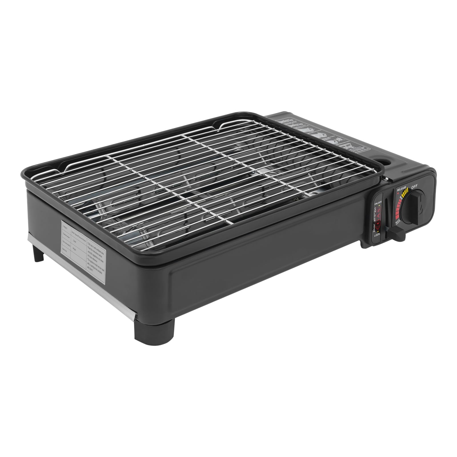 Camping Gasgrill, 2200W Tischgasgrill, Tragbarer Gasgrill mit Fettbehälter und Tragetasche, Gaskocher Camping Kocher, Campinggrill Gas, Gaskocher Set für Terrasse, Balkon und Garten
