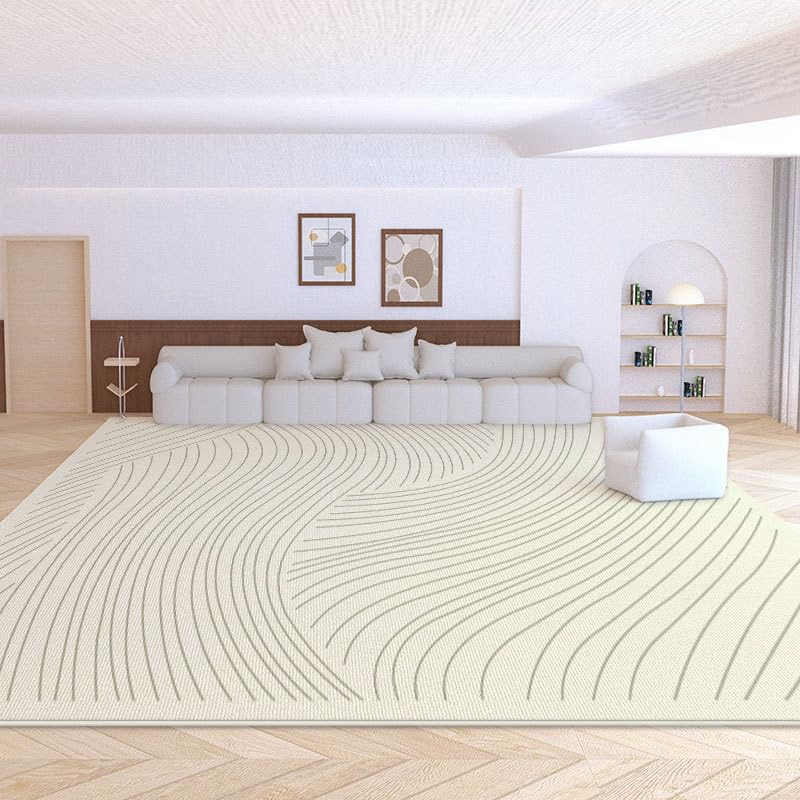 Tapis salon entrée 120x160 cm lavable antidérapant lignes géométriques
