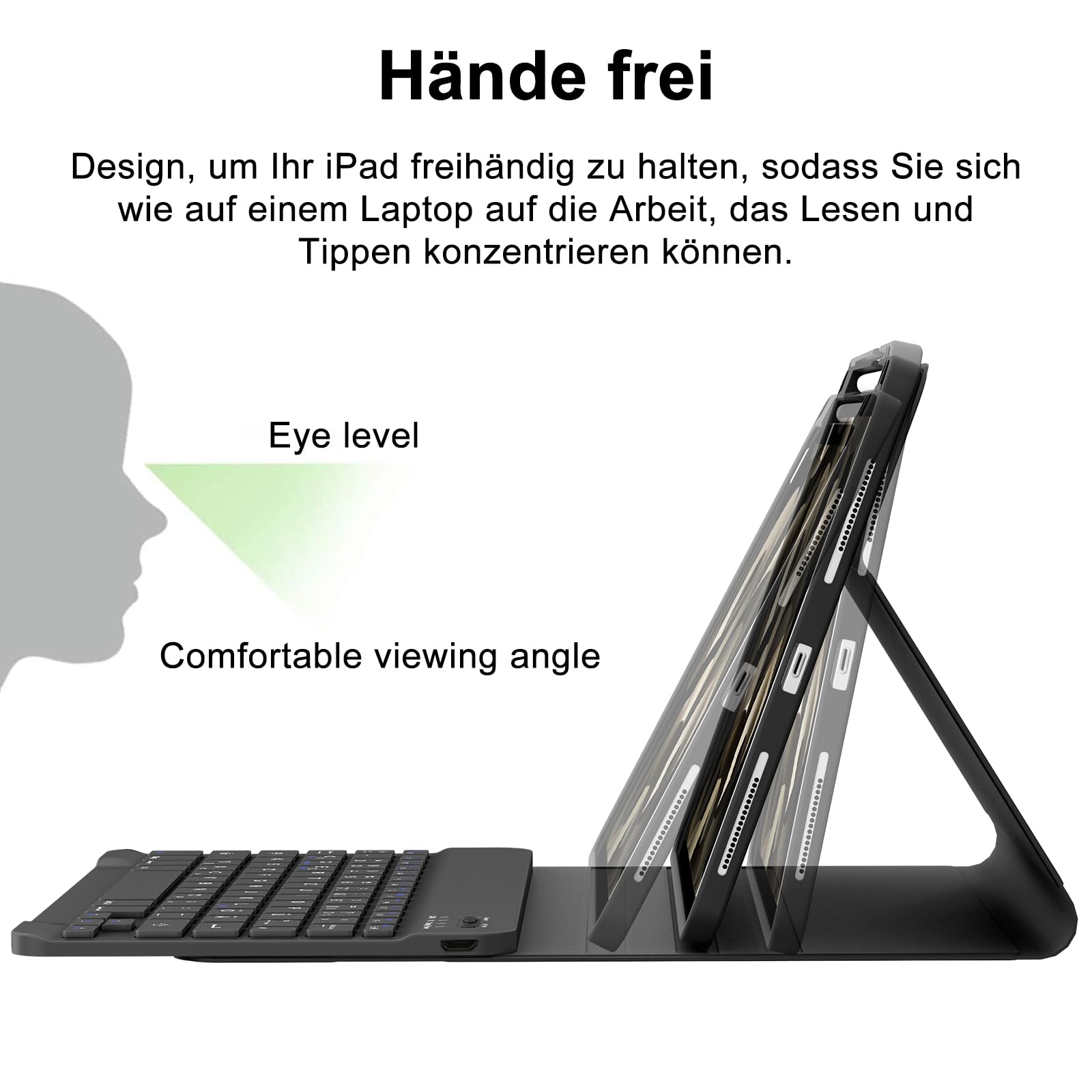 FOGARI Magnetische Tastaturhülle Für IPad Pro 11 & Air 11 – Deutsches QWERTZ-Layout, Mit Stifthalter, Schwarz