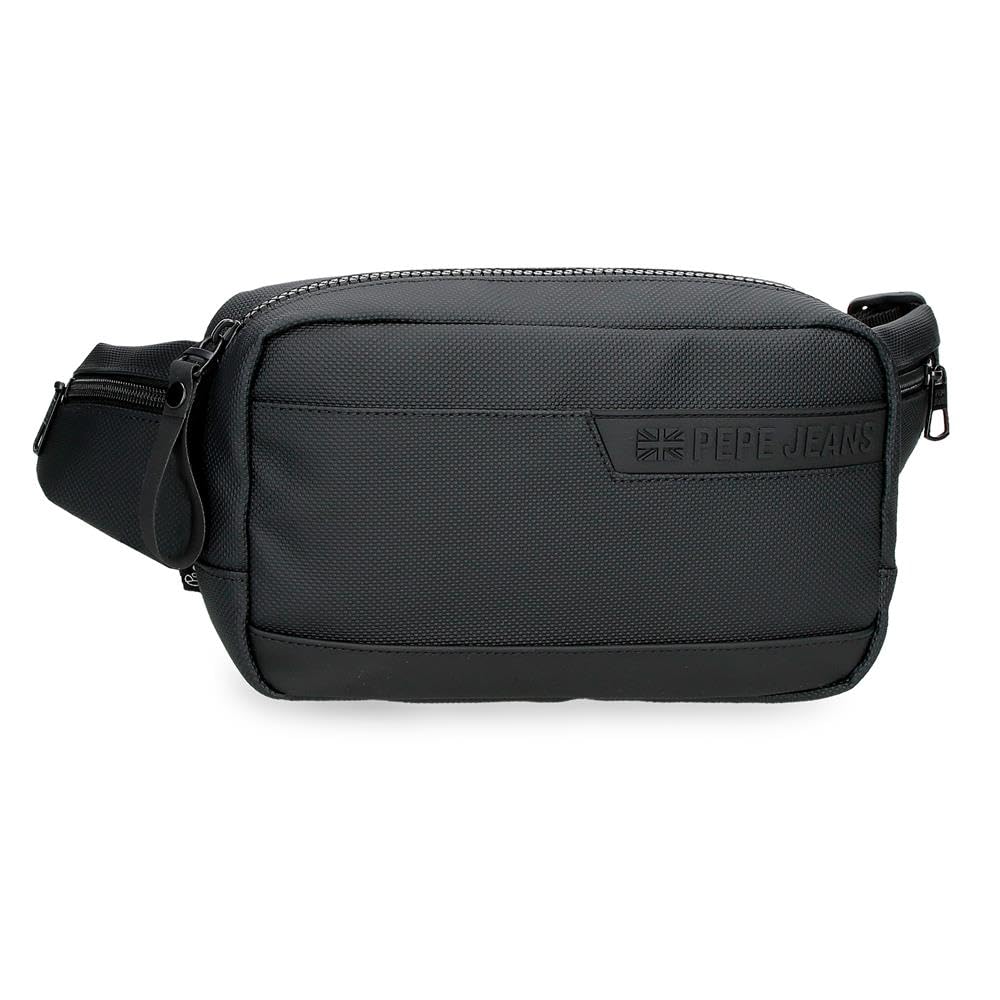 Pepe Jeans Dorking Black Waist Bag 21x12.5x5 cm Polyester with Synthetic Leather Details by Joumma Bags