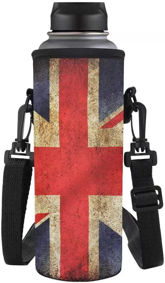 HUGS IDEA Neoprene Can Bottle Holder Cooler Bottle Sleeve with Adjustable Strap, Vintage Britain Flag UK, Uk Flag - Image 3