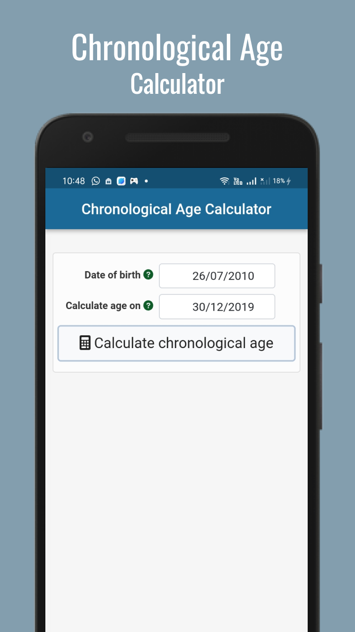 Chronological Age Calculator App on Amazon Appstore