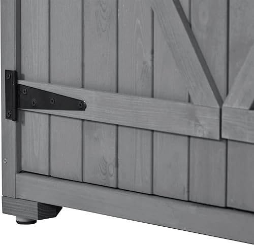 Miniatura 12 de Merax Organizador de herramientas de cobertizo de madera para exteriores de 5.8 x 3 pies con techo de asfalto impermeable, puertas con cerradura,