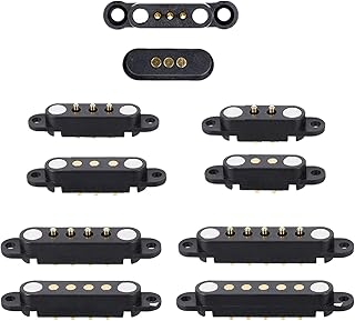 2 Pair Magnetic Pogo Pin Connector, 2/3/4/5P 2A Pogopin Magnetic Connector Male Female 2.54 MM Through Holes Spring Loaded Connectors DC Power Socket DC Power Charge Probe Connector (3Pin-A)