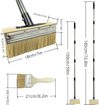 Deck Stain Brush Floor Cleaning Applicator | Garage Concrete Scrub Brush for Backyard Home Outdoor Patio Garden Concrete Garage Porch Fence