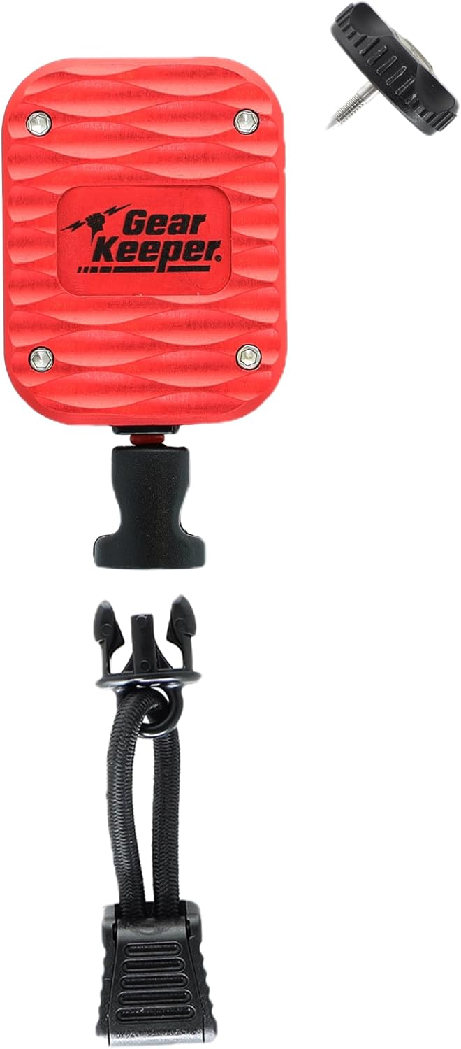 Gear Keeper Aluminum Fire Microphone Keeper - Premium Lapel Mic Retractor With Heavy Duty Treaded Stud Mount - Law Enforcement Gear For First Responders, Firefighters & Police Radio - USA Made (Red)