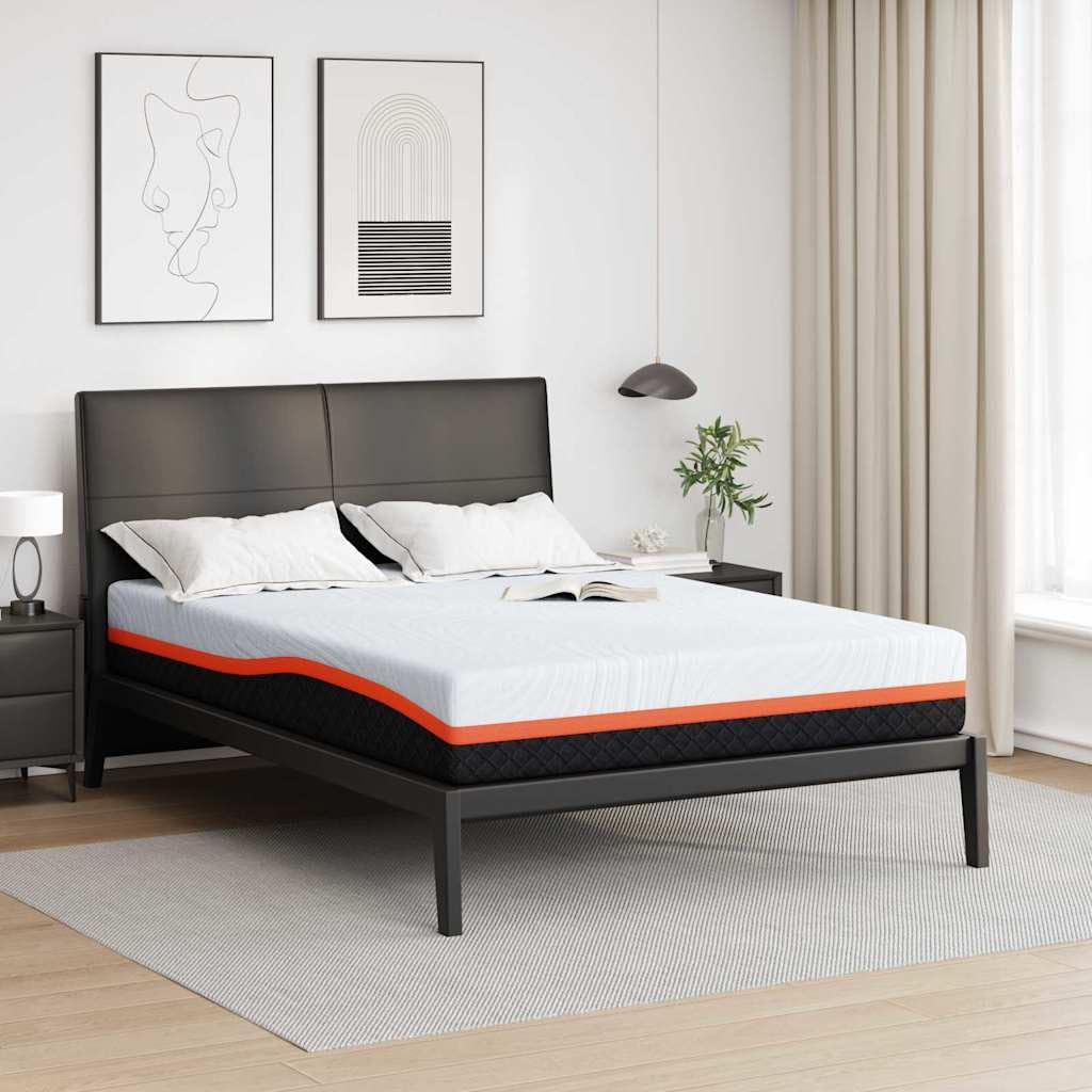 Materac biały i szary 140 x 200 cm, żakardowy materiał z żelową pianką memory, oddychający, ergonomiczny, średni stopień twardości, idealny do sypialni, pokoju gościnnego, przyjazny dla pleców