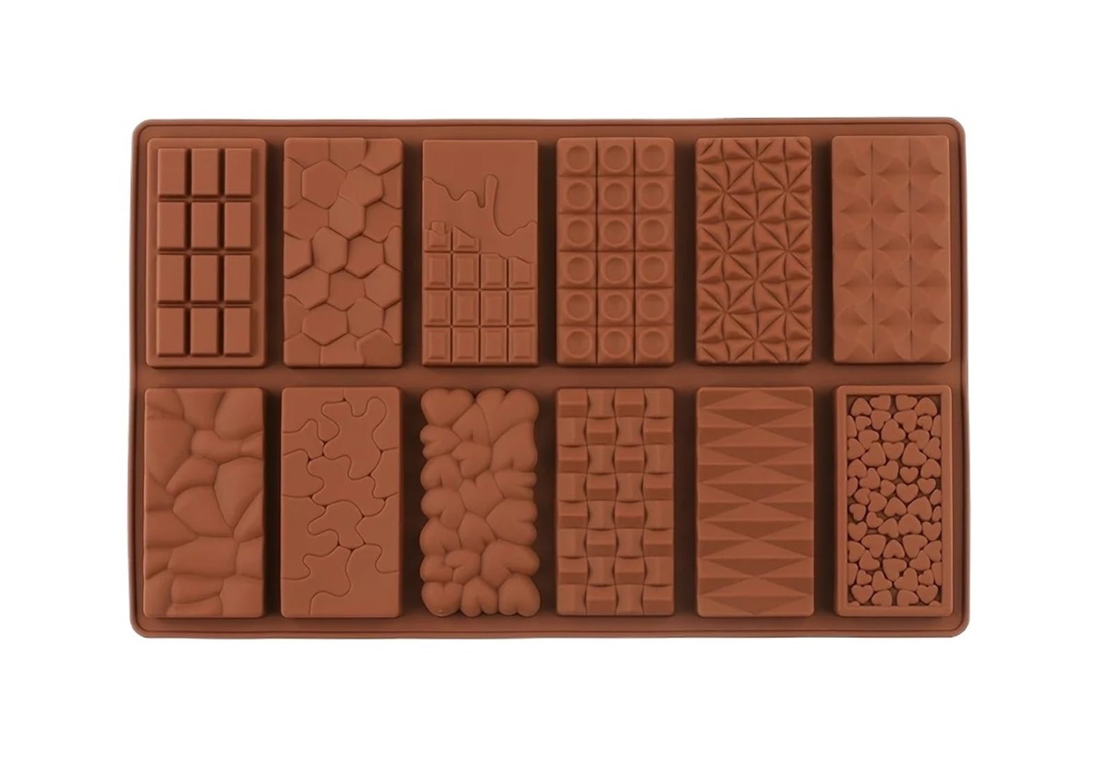 Stampo for barrette di cioccolato in silicone 3D da 2 pezzi con 12 cavità, essenziale for la cottura dolci e caramelle, for creazione creativa Per La Produzione Del Cioccolato