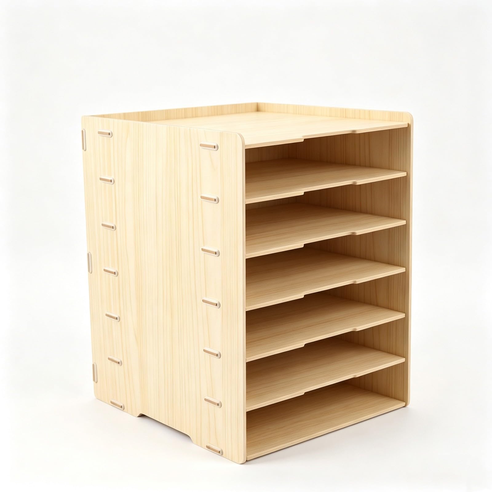 Organizzatore di Documenti da Scrivania, Vassoio Portadocumenti in Legno a Più Livelli per Ufficio, Ideale per Spazi di Lavoro Condivisi e per L'Archiviazione Documenti(7-Tier_A_Maple)