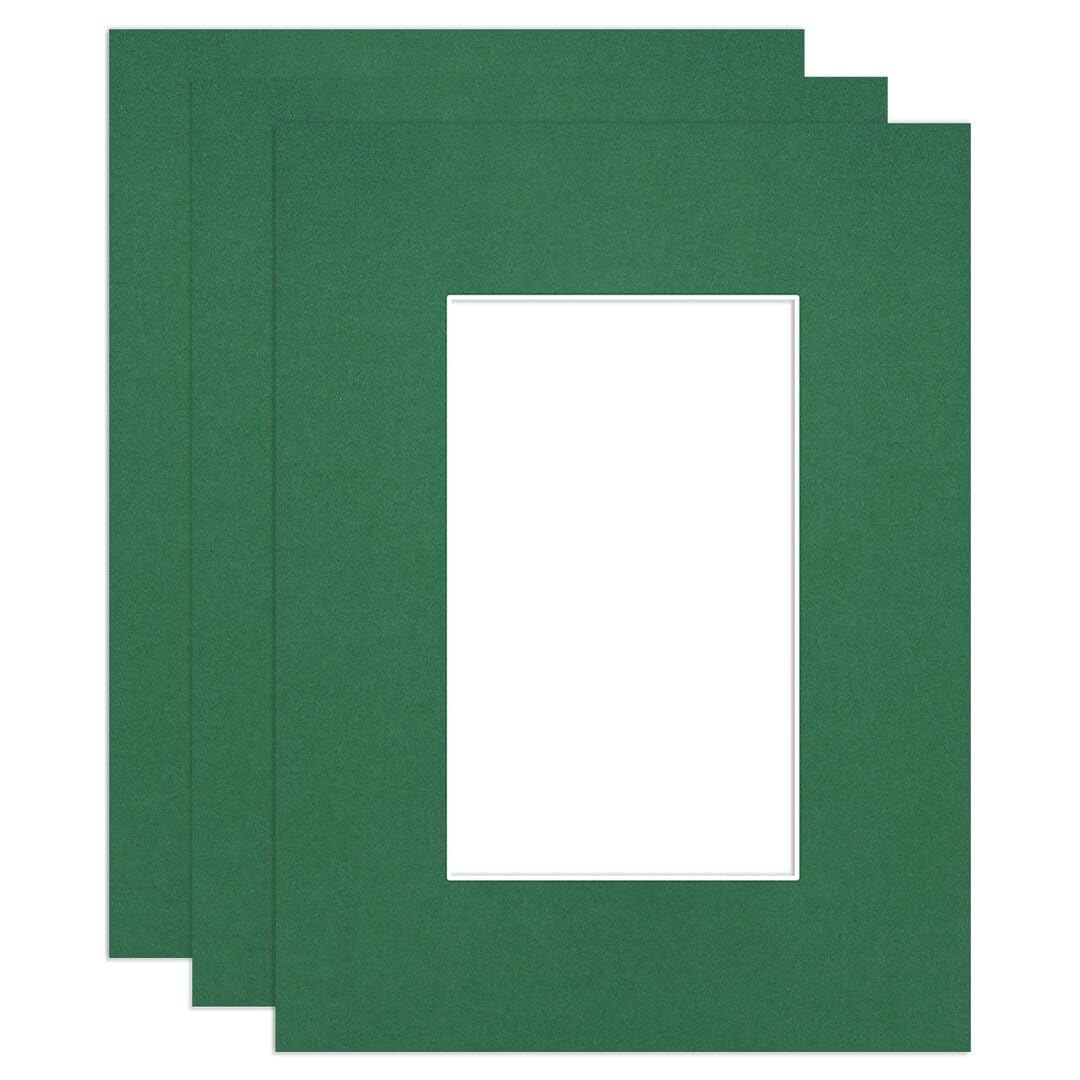 Procut Global 8x6" Emerald Picture Mounts to Fit 5x3" Aperture - Precision Cut Cardboard Photo Mount - Ideal for Frames, Prints, Artwork & Certificates - Sizes & Colours Available - 3 Pack — image 1