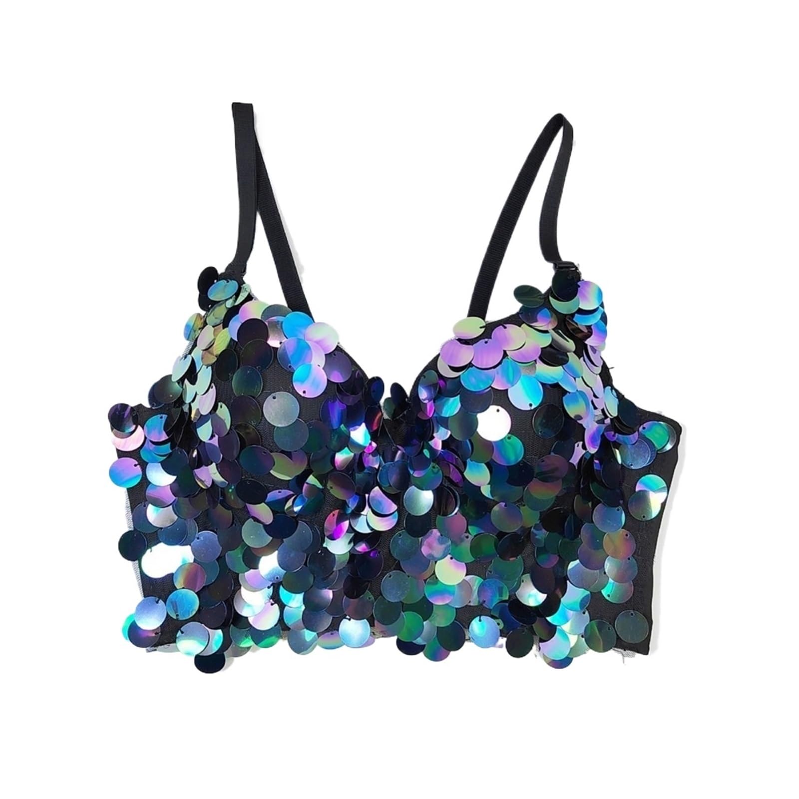 Top Brillantinato Donna Canottiere da Donna Sexy Scintillanti con Diamanti, Festa, Push-up, Bustier, Corsetto, Top Corto Discoteca, Maglietta Corta