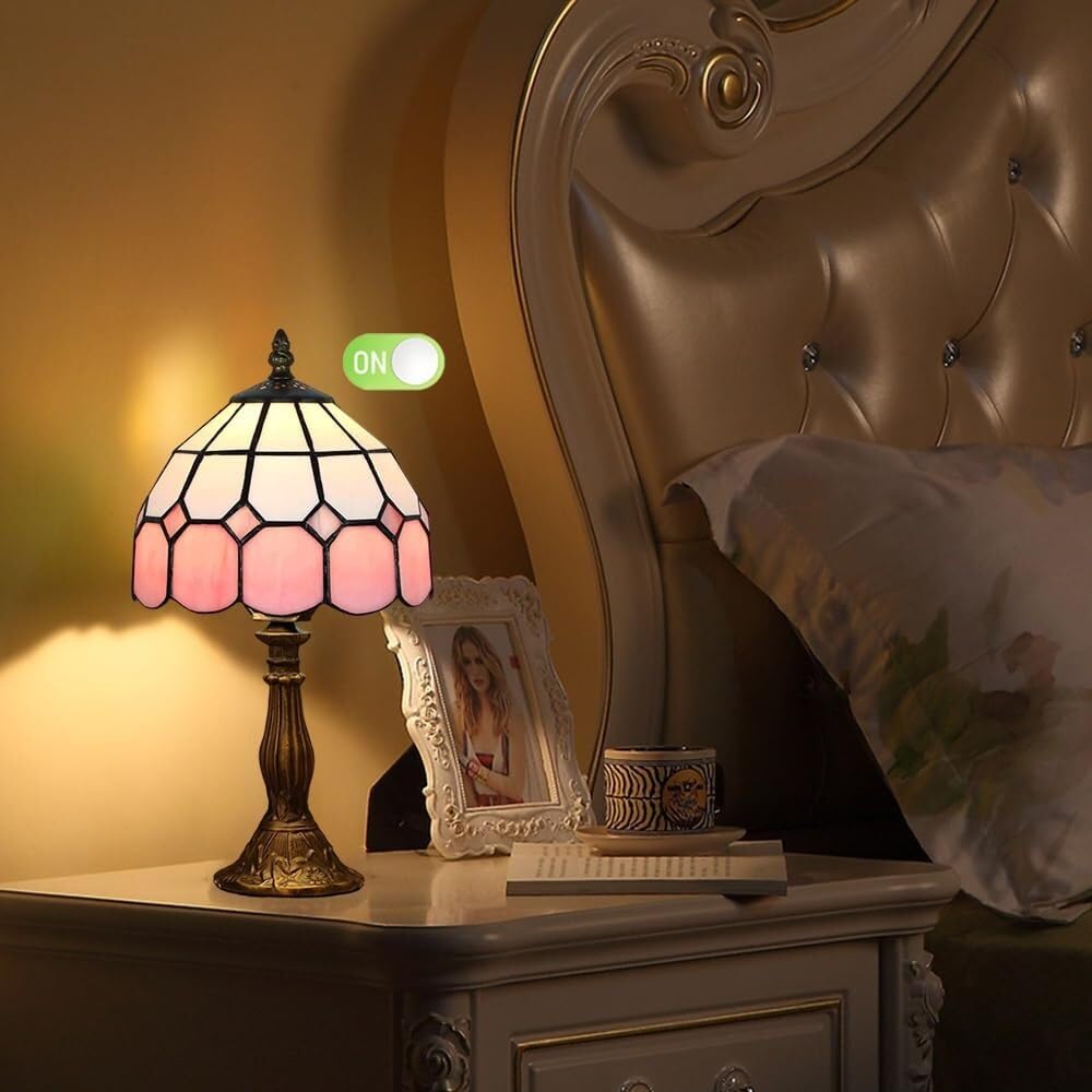 KKXXYQFC Lampe de Table d'art Vintage avec Abat-Jour en vitrail – Compacte, élégante Confortable (Jaune)